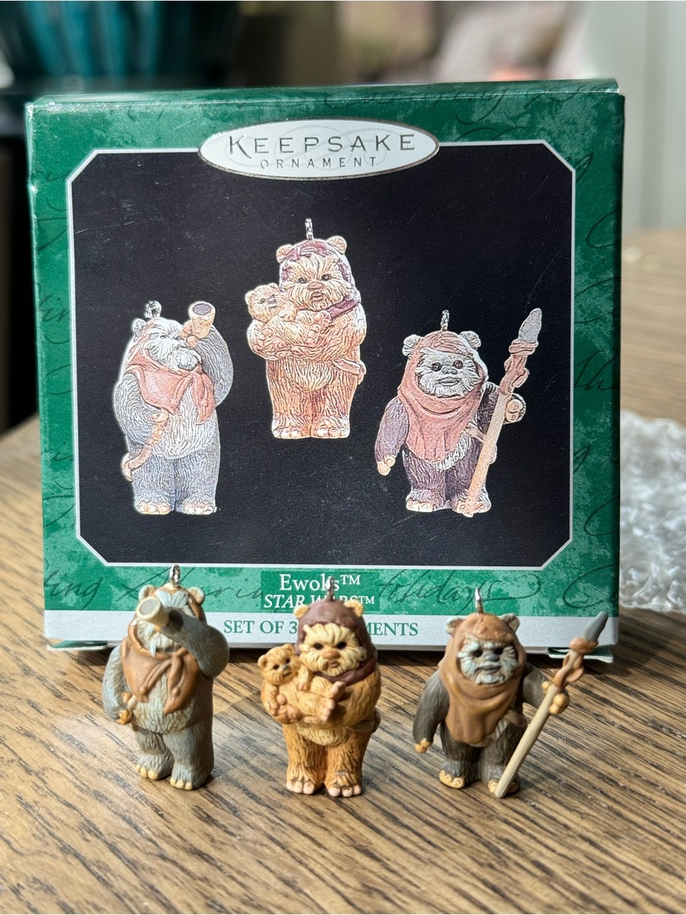 Vintage Star Wars Ewoks Miniature Ornament Set of 3, 1998 Hallmark Y2K Christmas